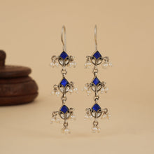 Load image into Gallery viewer, Blue Kundan Festive Earrings