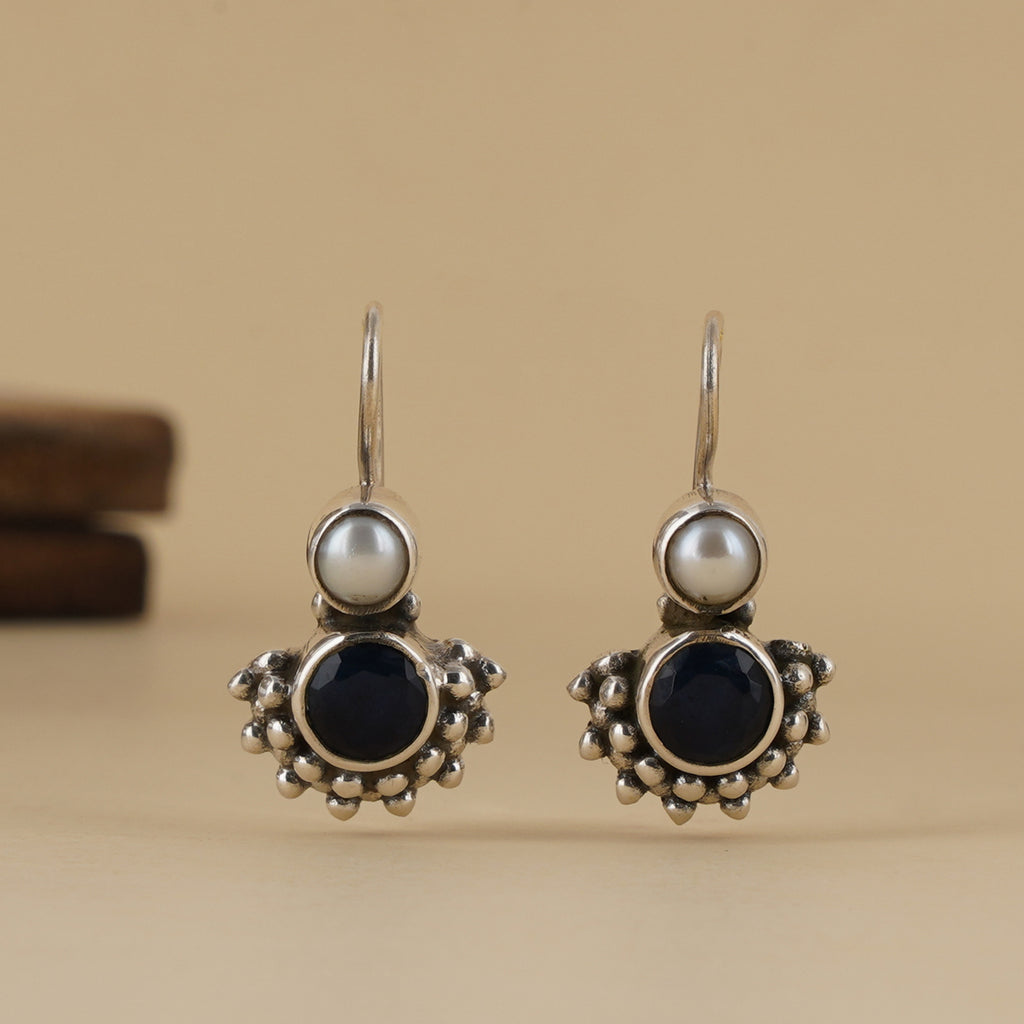 Black & White Silver Earrings