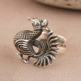 Dancing Peacock Silver Ring