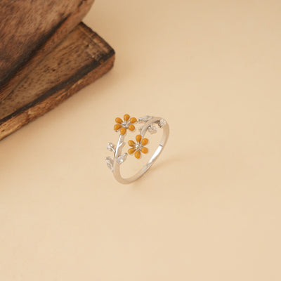 Enameled Flower Ring
