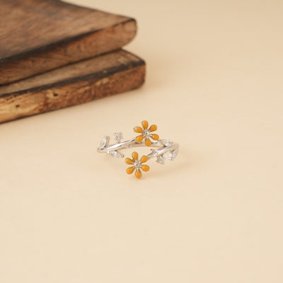 Enameled Flower Ring