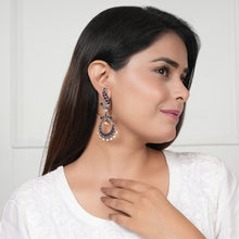 Load image into Gallery viewer, Peacock Chaand Baali Silver Earrings
