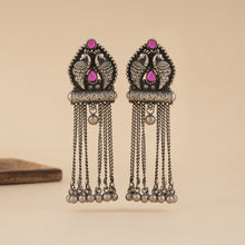 Load image into Gallery viewer, Peacock Nakashi Silver Earrings