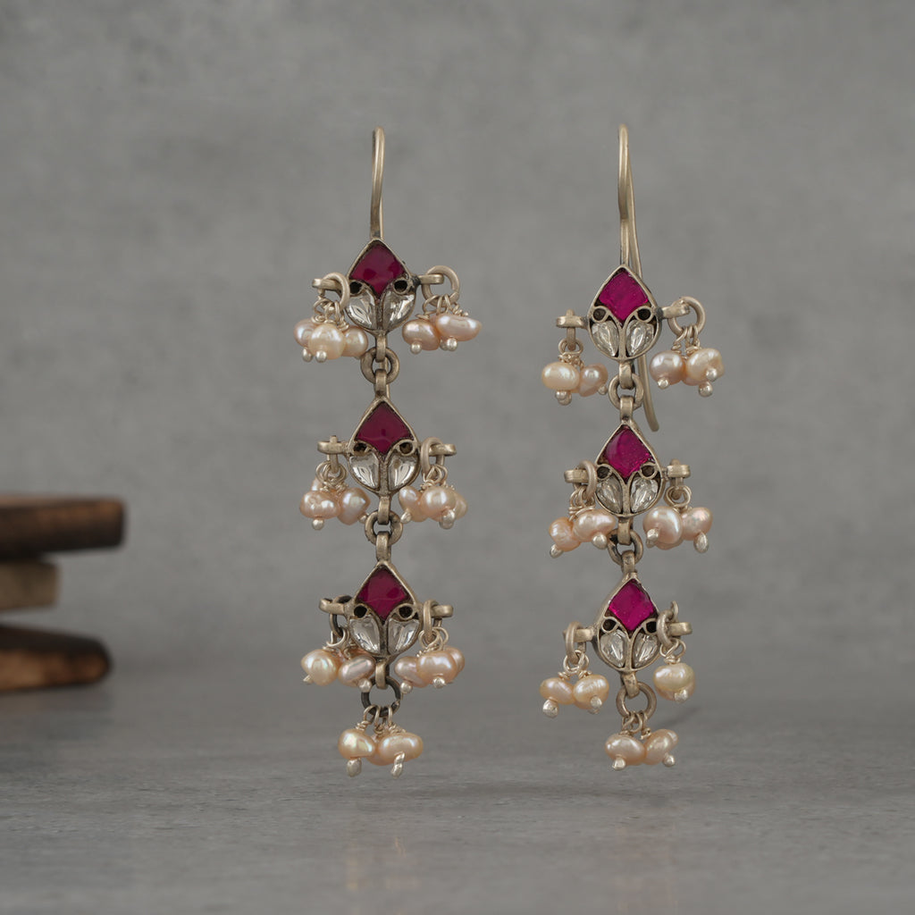 Pink Kundan Festive Earrings