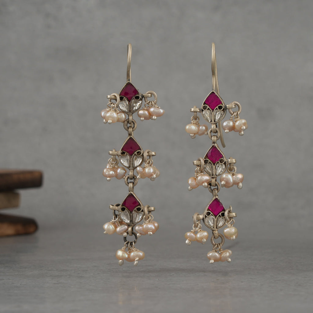 Pink Kundan Festive Earrings