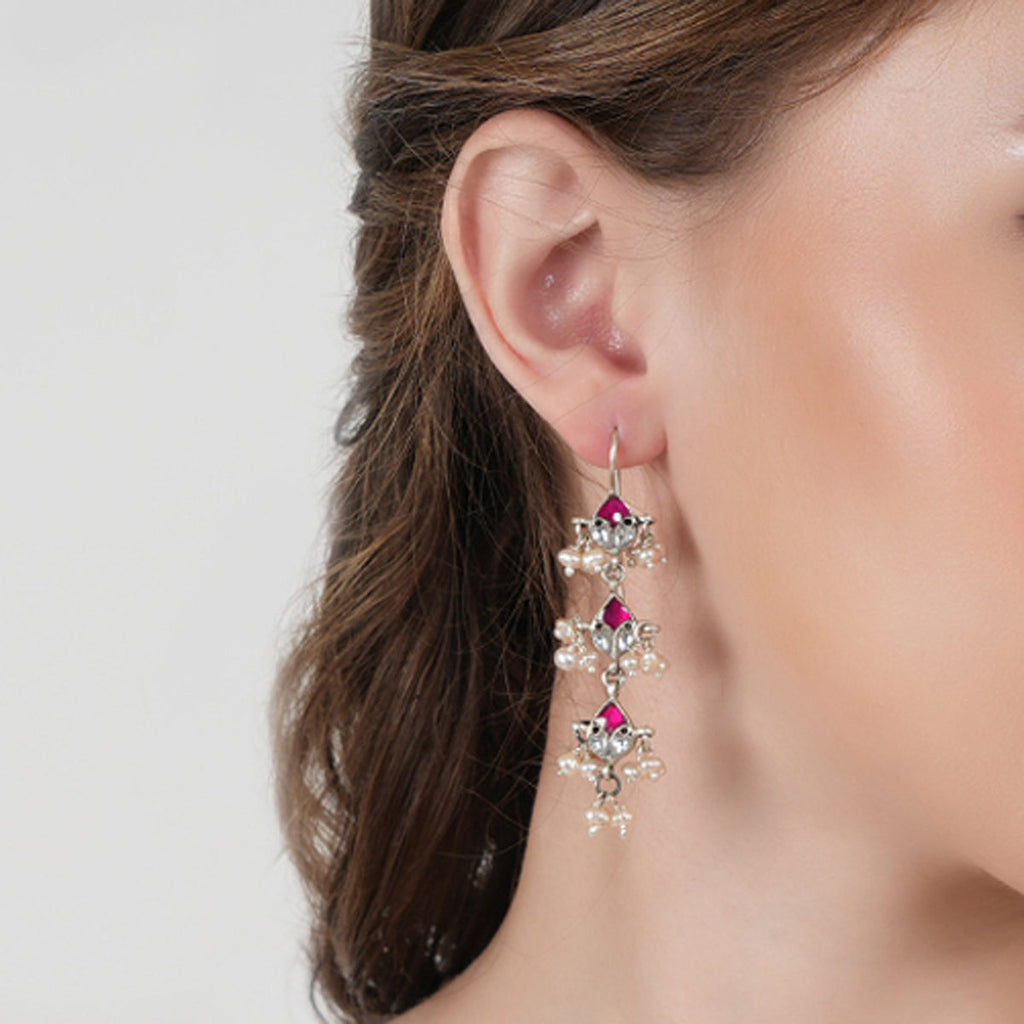 Pink Kundan Festive Earrings