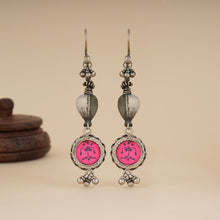 Load image into Gallery viewer, Pink Rang Bahar Silver Earrings