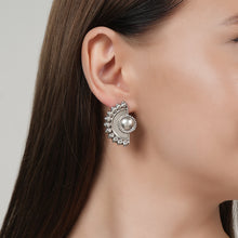 Load image into Gallery viewer, Quirky Silver Arc Studs