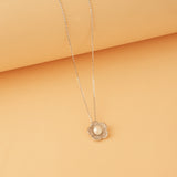 Silver Floral Pearl Necklace