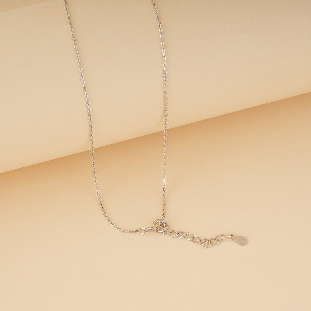 Silver Mini Solitare Pendant with Link Chain