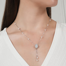 Load image into Gallery viewer, Silver Zircon Leaf Necklace