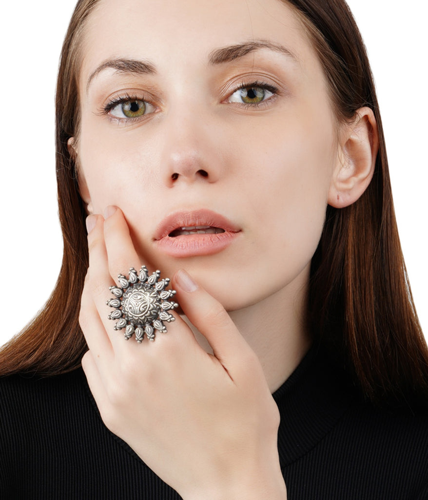 Tribal Silver Adjustable Ring