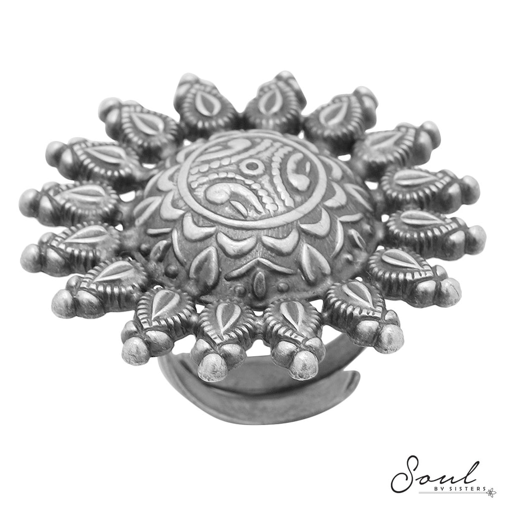 Tribal Silver Adjustable Ring