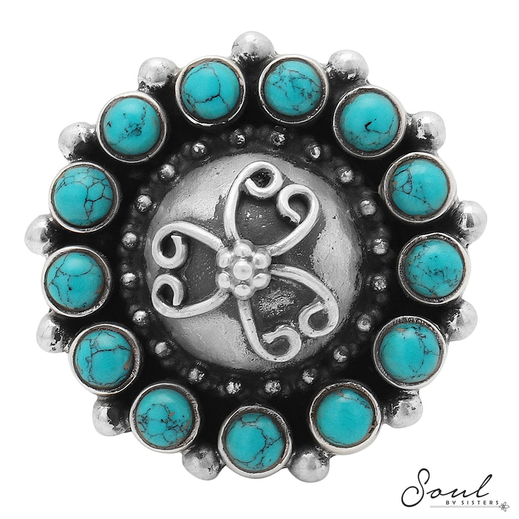Turquoise Silver Adjustable Ring
