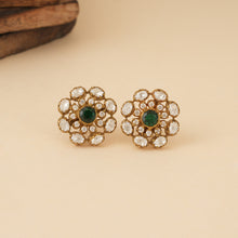 Load image into Gallery viewer, White & Green Minimalist Moissanite Studs
