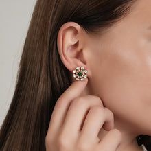 Load image into Gallery viewer, White & Green Minimalist Moissanite Studs