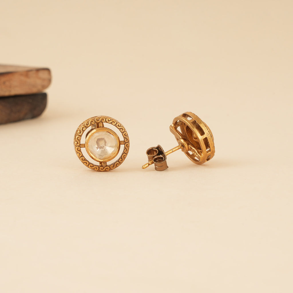 White Minimalist Moissanite Studs