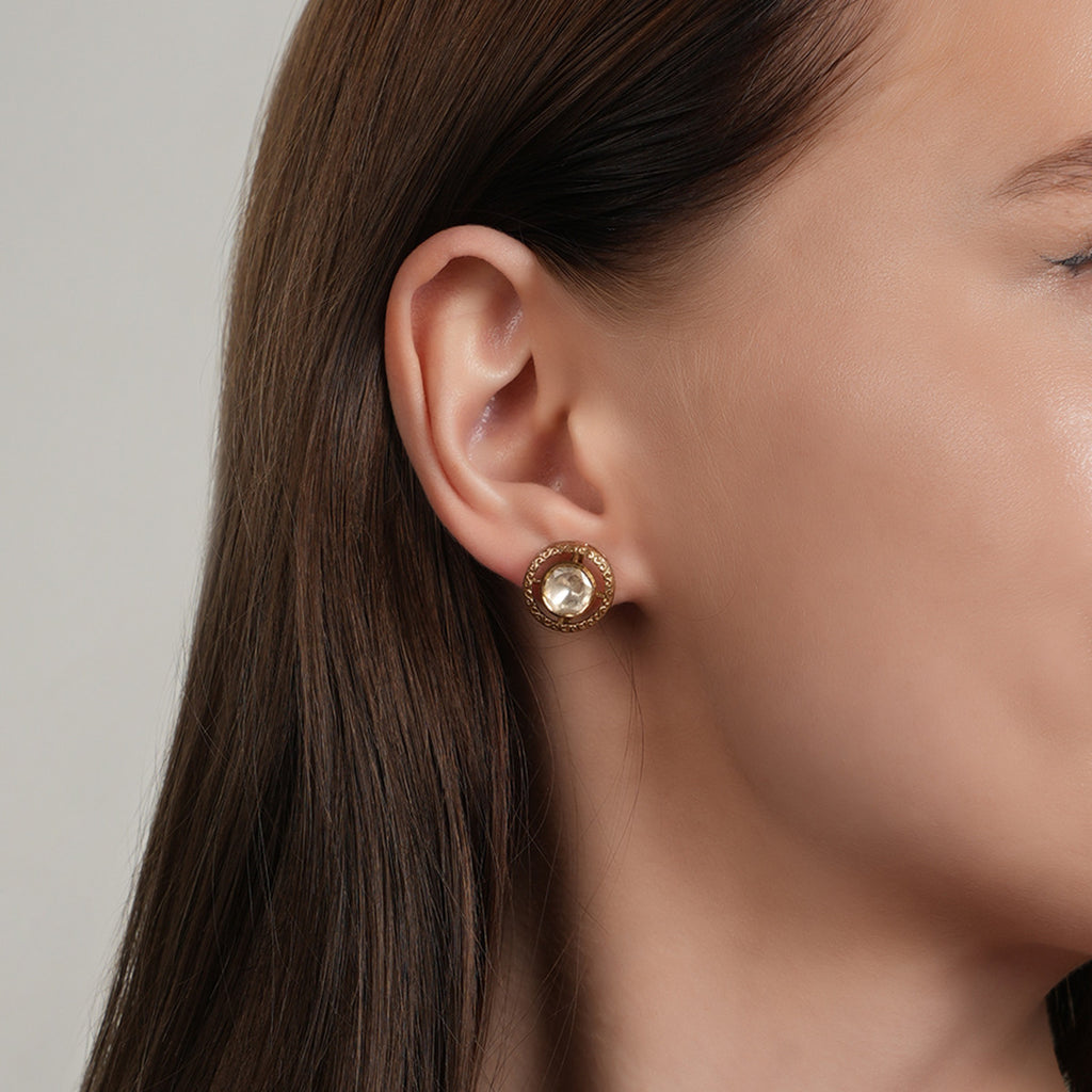 White Minimalist Moissanite Studs