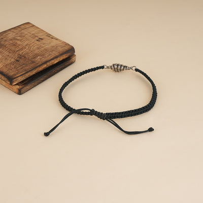 925 Silver Black Thread Anklet