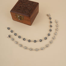 Load image into Gallery viewer, Silver 925 Oxidized Floral Anklet Pair
