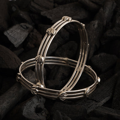 Silver Layered Bangle (Single)
