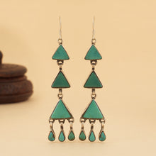 Load image into Gallery viewer, Turquoise Layered Triangle Earrings