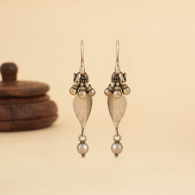 Tribal Silver Leaf Earrings