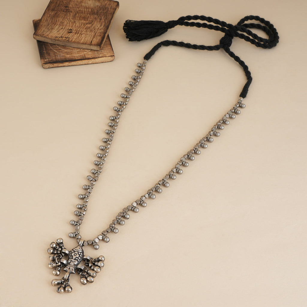 Vintage Silver Fish Long Necklace