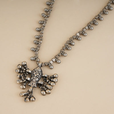 Vintage Silver Fish Long Necklace