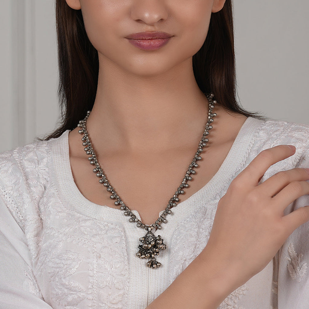 Vintage Silver Fish Long Necklace