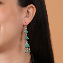 Load image into Gallery viewer, Turquoise Layered Triangle Earrings