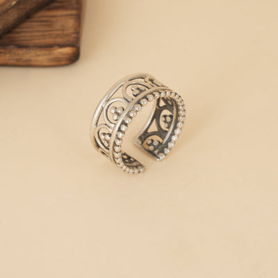 Silver Carved Ring Band