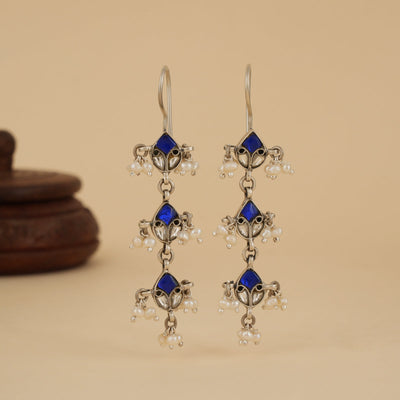 Blue Kundan Festive Earrings