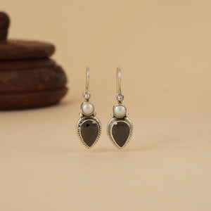Black & White Silver Earrings