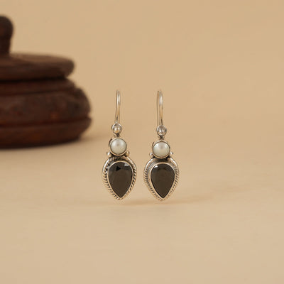 Black & White Silver Earrings