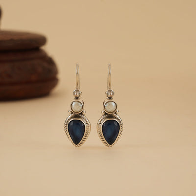 Blue & White Silver Earrings