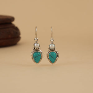 Silver Turquoise & Pearl Earrings