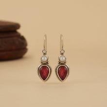 Load image into Gallery viewer, Ruby &amp; Pearl Silver Earrings