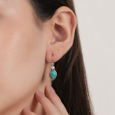 Silver Turquoise & Pearl Earrings