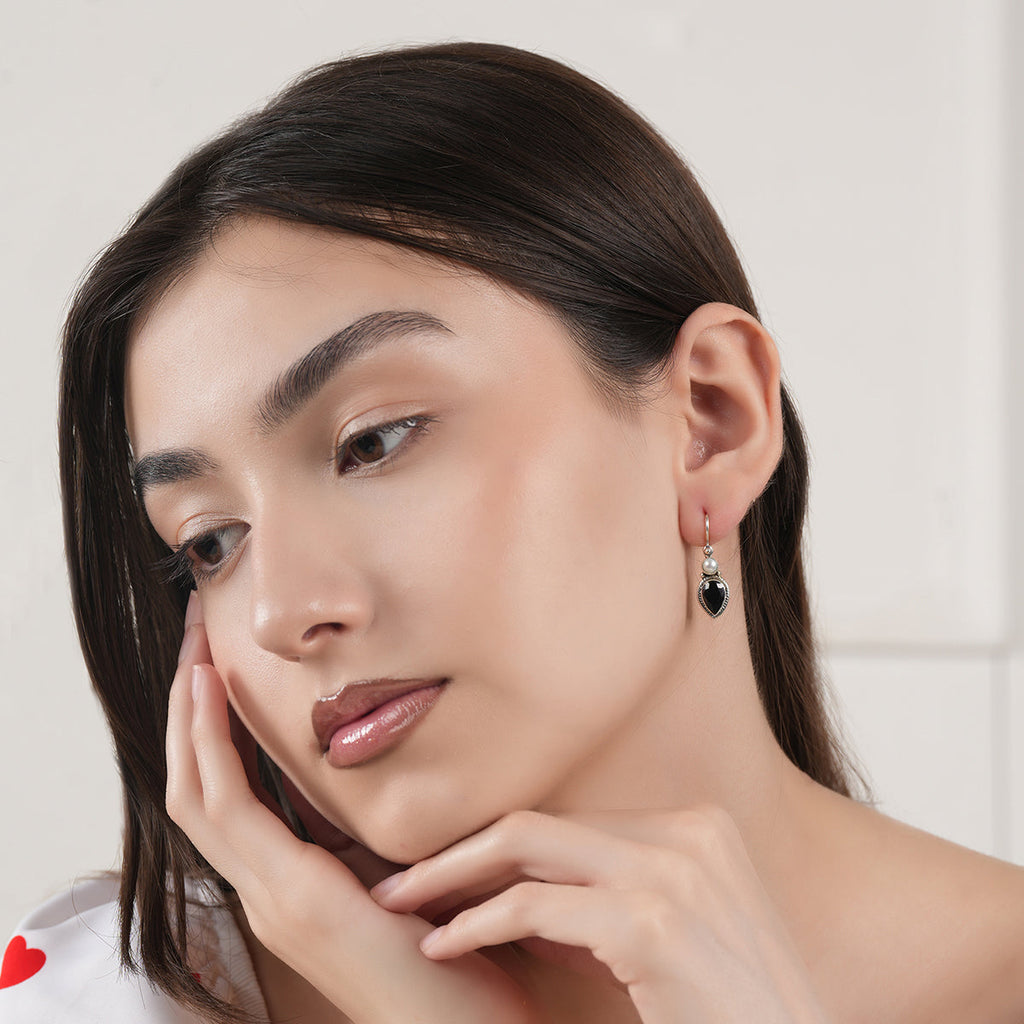 Black & White Silver Earrings