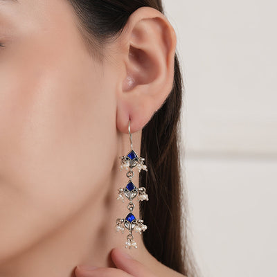 Blue Kundan Festive Earrings