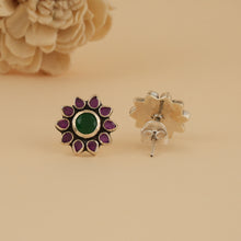 Load image into Gallery viewer, Ruby &amp; Emerald Bloom Stud Earrings