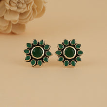 Load image into Gallery viewer, Emerald Bloom Studs