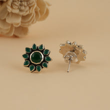 Load image into Gallery viewer, Emerald Bloom Studs