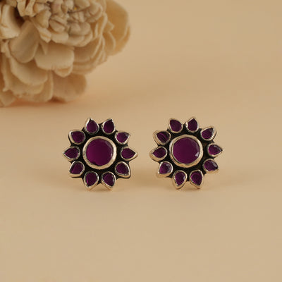 Ruby Bloom Stud Earrings