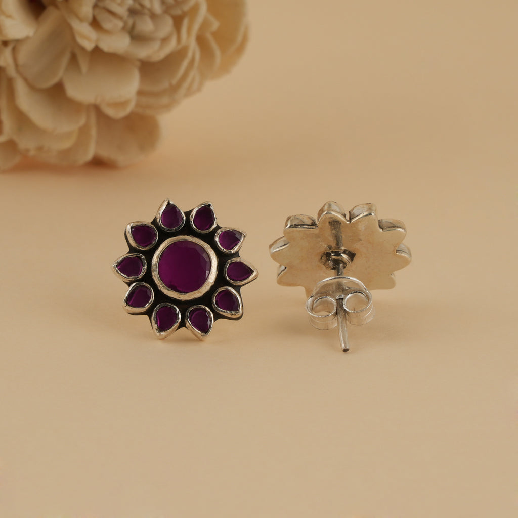 Ruby Bloom Stud Earrings