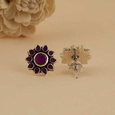 Ruby Bloom Stud Earrings