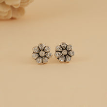 Load image into Gallery viewer, Mini Silver Zircon Flower Stud Earrings