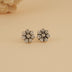 Mini Silver Zircon Flower Stud Earrings