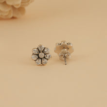 Load image into Gallery viewer, Mini Silver Zircon Flower Stud Earrings